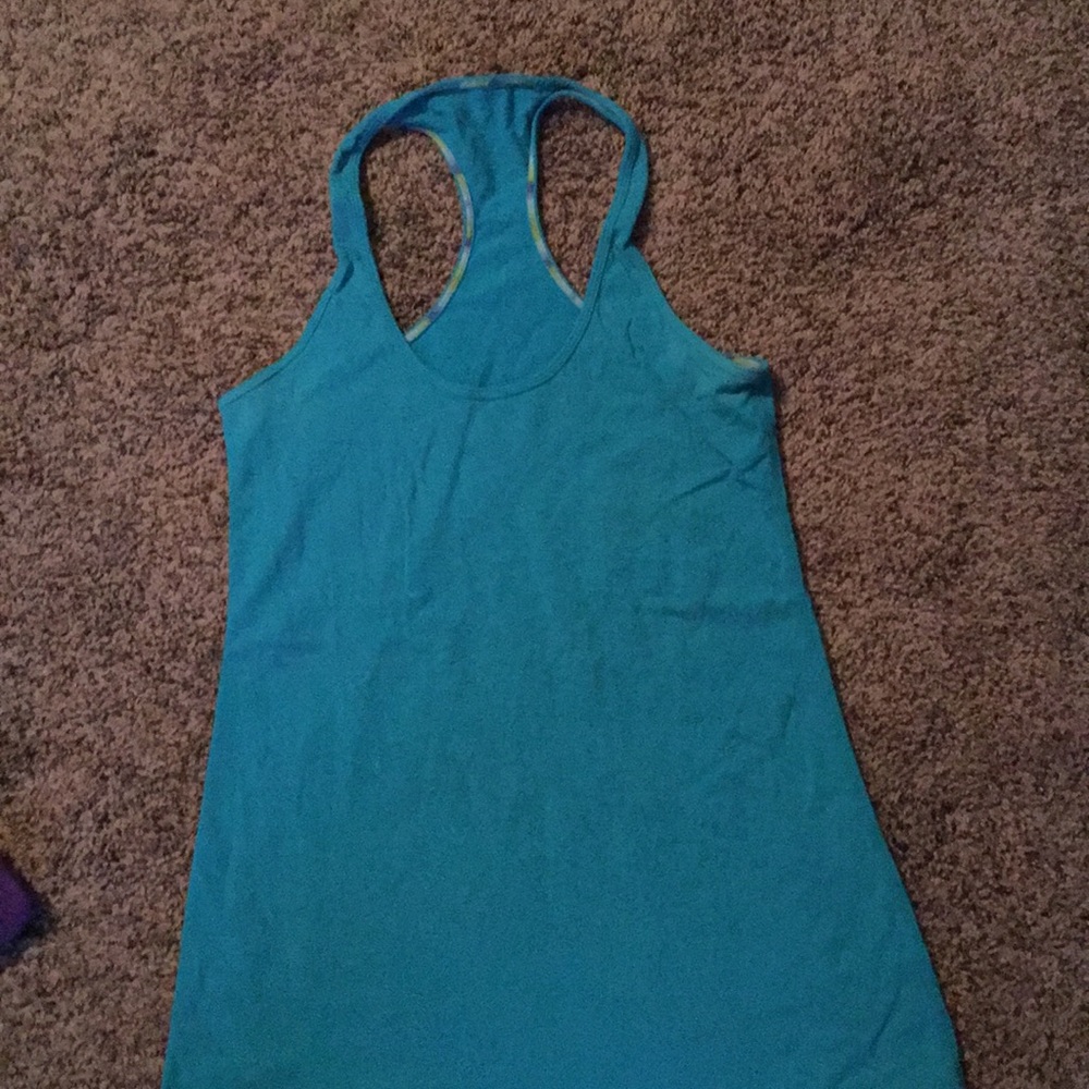 Teal running tank from Lululemon.
